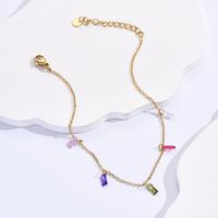 Simple Style Rectangle Stainless Steel Patchwork Zircon Anklet 1 Piece main image 3