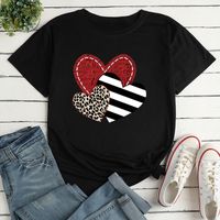 Unisex T-shirt Short Sleeve T-shirts Printing Fashion Stripe Heart Shape Leopard main image 8