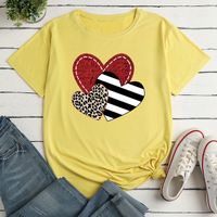 Unisex T-shirt Short Sleeve T-shirts Printing Fashion Stripe Heart Shape Leopard main image 6