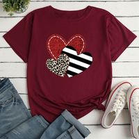 Unisex T-shirt Short Sleeve T-shirts Printing Fashion Stripe Heart Shape Leopard main image 5
