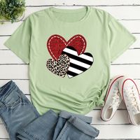 Unisex T-shirt Short Sleeve T-shirts Printing Fashion Stripe Heart Shape Leopard main image 3