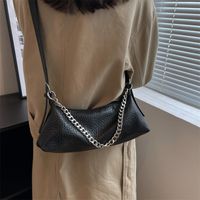 Women's Medium All Seasons Pu Leather Solid Color Fashion Chain Square Zipper Underarm Bag sku image 1