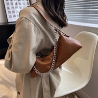 Women's Medium All Seasons Pu Leather Solid Color Fashion Chain Square Zipper Underarm Bag sku image 2