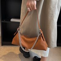 Women's Medium All Seasons Pu Leather Solid Color Fashion Chain Square Zipper Underarm Bag sku image 3