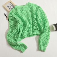 Women's Sweater Long Sleeve Sweaters & Cardigans Hollow Out Simple Style Solid Color main image 3