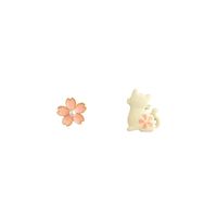Cute Cat Flower Alloy Enamel Artificial Pearls Women's Ear Studs 1 Pair main image 2