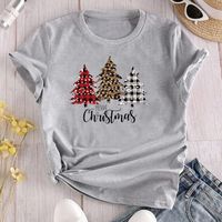 Unisex T-shirt Short Sleeve T-shirts Printing Casual Christmas Tree Plaid Leopard main image 1
