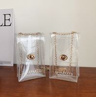 Women's Small Spring&summer Pvc Letter Fashion Transparent Square Lock Clasp Jelly Bag main image 1