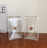 Women's Small Spring&summer Pvc Letter Fashion Transparent Square Lock Clasp Jelly Bag main image 6