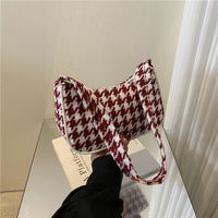 Women's Small Canvas Houndstooth Fashion Square Zipper Underarm Bag main image 1