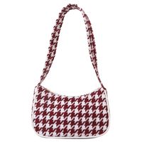 Women's Small Canvas Houndstooth Fashion Square Zipper Underarm Bag main image 3