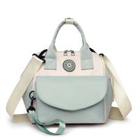 Women's Medium Nylon Color Block Basic Square Zipper Functional Backpack Diaper Bags sku image 16