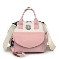Women's Medium Nylon Color Block Basic Square Zipper Functional Backpack Diaper Bags sku image 14