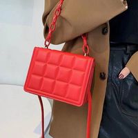 Women's Small Pu Leather Solid Color Streetwear Chain Square Magnetic Buckle Crossbody Bag sku image 3