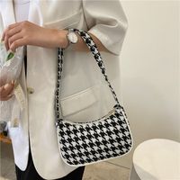 Women's Small Canvas Houndstooth Fashion Square Zipper Underarm Bag main image 2