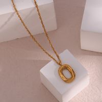 Fashion Oval Stainless Steel Pendant Necklace Plating Stainless Steel Necklaces main image 4