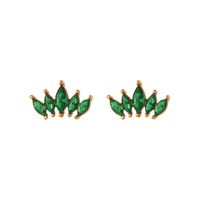 Simple Style Leaf Flower Inlay Stainless Steel Zircon Gold Plated Ear Studs sku image 4