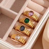 Fashion Oval Stainless Steel Rings Inlay Zircon Copper Rings main image 1