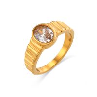 Fashion Oval Stainless Steel Rings Inlay Zircon Copper Rings main image 5