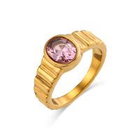 Fashion Oval Stainless Steel Rings Inlay Zircon Copper Rings sku image 8