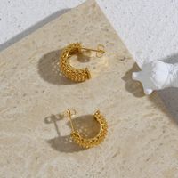 Fashion C Shape Plating Stainless Steel Gold Plated Hoop Earrings main image 5