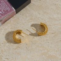 Fashion C Shape Plating Stainless Steel Gold Plated Hoop Earrings main image 4