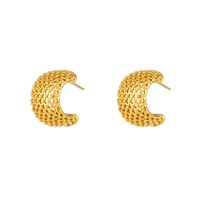Fashion C Shape Plating Stainless Steel Gold Plated Hoop Earrings sku image 1