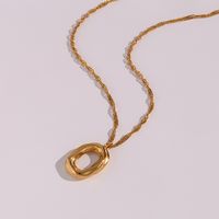Fashion Oval Stainless Steel Pendant Necklace Plating Stainless Steel Necklaces main image 6