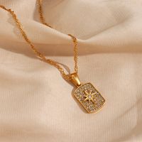 Fashion Square Stainless Steel Pendant Necklace Plating Inlay Zircon Stainless Steel Necklaces main image 1