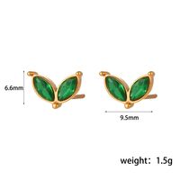 Simple Style Leaf Flower Inlay Stainless Steel Zircon Gold Plated Ear Studs main image 3