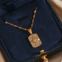 Fashion Square Stainless Steel Pendant Necklace Plating Inlay Zircon Stainless Steel Necklaces main image 2