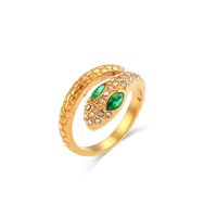 Fashion Snake Stainless Steel Open Ring Inlay Zircon Copper Rings sku image 3