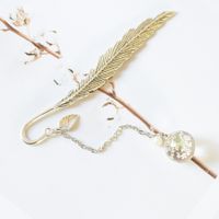 Fashion Metal Pendant Feather Dried Flower Specimen Bookmark main image 6
