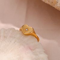 Fashion Heart Shape Stainless Steel Rings Inlay Zircon Copper Rings main image 1