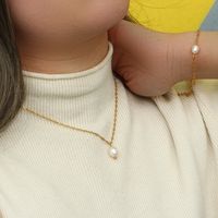 Großhandel Mode Einfarbig Rostfreier Stahl Perle Überzug Armbänder Ohrringe Halskette main image 5
