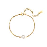 Wholesale Fashion Solid Color Stainless Steel Pearl Plating Bracelets Earrings Necklace sku image 3
