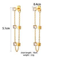 Fashion Square Plating Inlay Stainless Steel Zircon Gold Plated Drop Earrings main image 5
