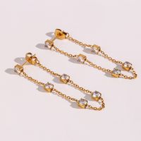 Fashion Square Plating Inlay Stainless Steel Zircon Gold Plated Drop Earrings main image 1