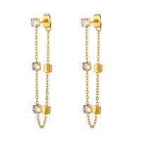 Fashion Square Plating Inlay Stainless Steel Zircon Gold Plated Drop Earrings sku image 1