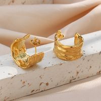 Fashion C Shape Plating Stainless Steel Gold Plated Hoop Earrings main image 2
