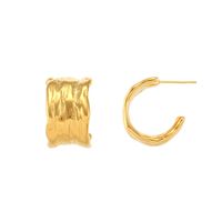 Fashion C Shape Plating Stainless Steel Gold Plated Hoop Earrings main image 5