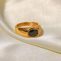 Einfacher Stil Oval Rostfreier Stahl Ringe Überzug Künstlicher Diamant Kupfer Ringe main image 3