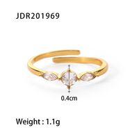 Fashion Geometric Stainless Steel Open Ring Plating Zircon Stainless Steel Rings sku image 1