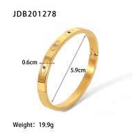 Simple Style Geometric Stainless Steel Plating Zircon Gold Plated Bangle sku image 6
