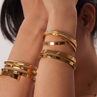 Simple Style Geometric Stainless Steel Plating Zircon Gold Plated Bangle main image 4