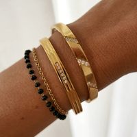 Simple Style Geometric Stainless Steel Plating Zircon Gold Plated Bangle main image 3