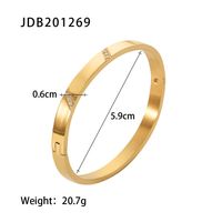 Simple Style Geometric Stainless Steel Plating Zircon Gold Plated Bangle sku image 2