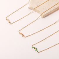 Elegant Leaf Titanium Steel Necklace Plating Rhinestones Stainless Steel Necklaces main image 4