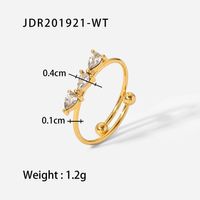 Fashion Geometric Stainless Steel Open Ring Plating Zircon Stainless Steel Rings sku image 1