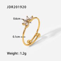 Fashion Geometric Stainless Steel Open Ring Plating Zircon Stainless Steel Rings sku image 2